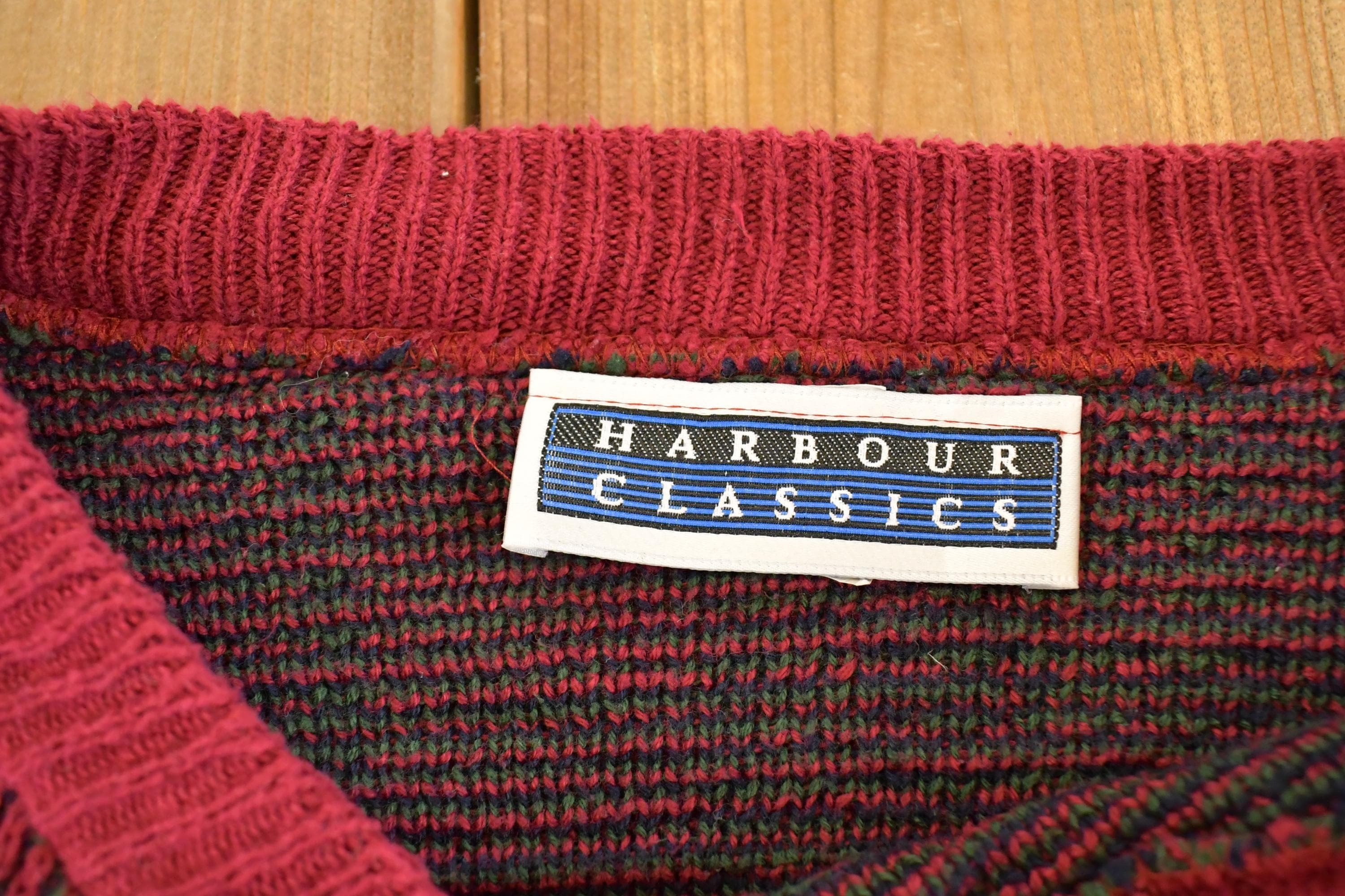 Vintage 1990s Harbour Classics Knit Crewneck Sweater Mens L  90's Abstract Pattern 3D Knitted Sweatshirt