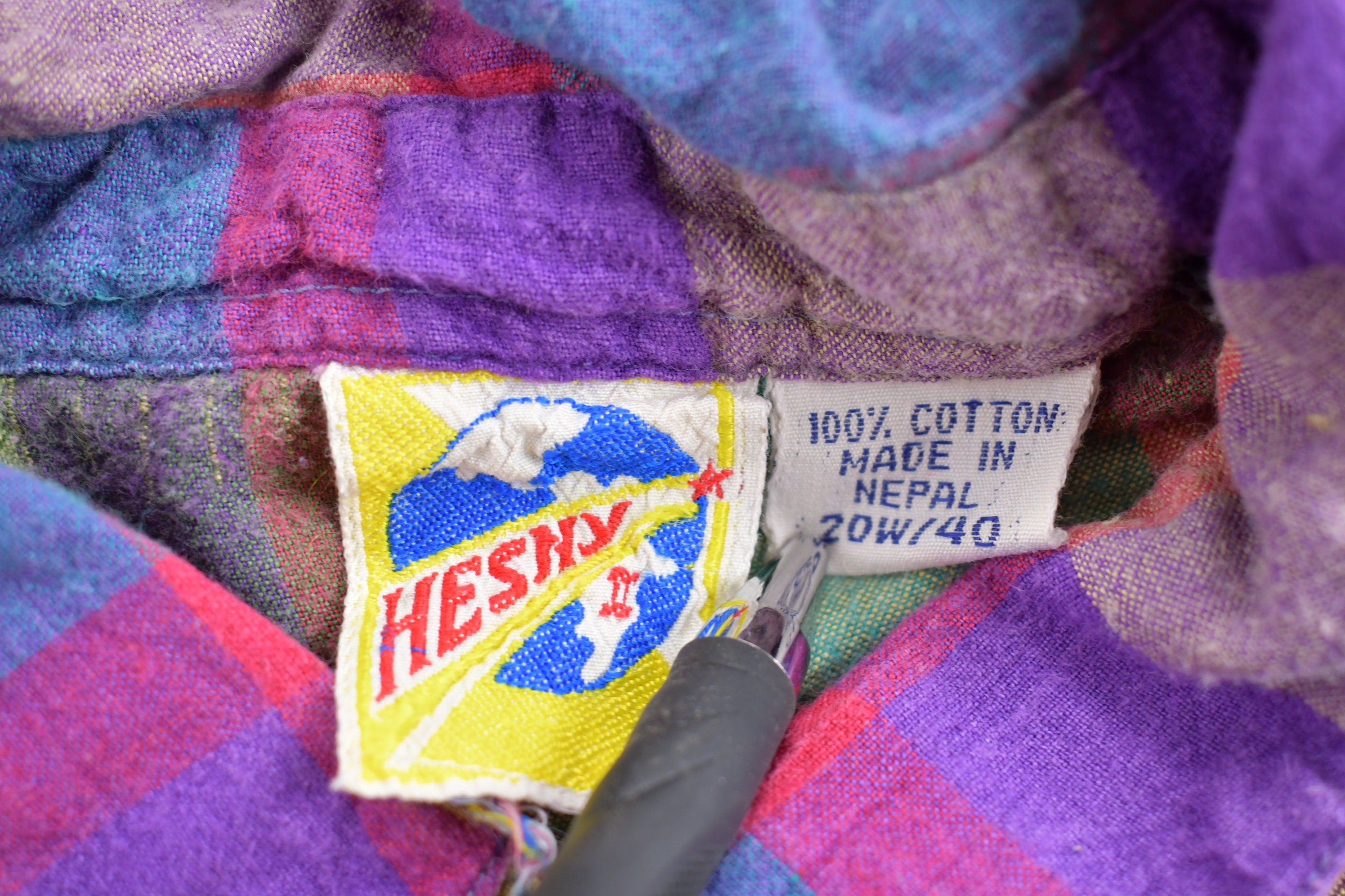 Vintage 1990s Hesny Colourful Plaid Flannel Button Up Shirt