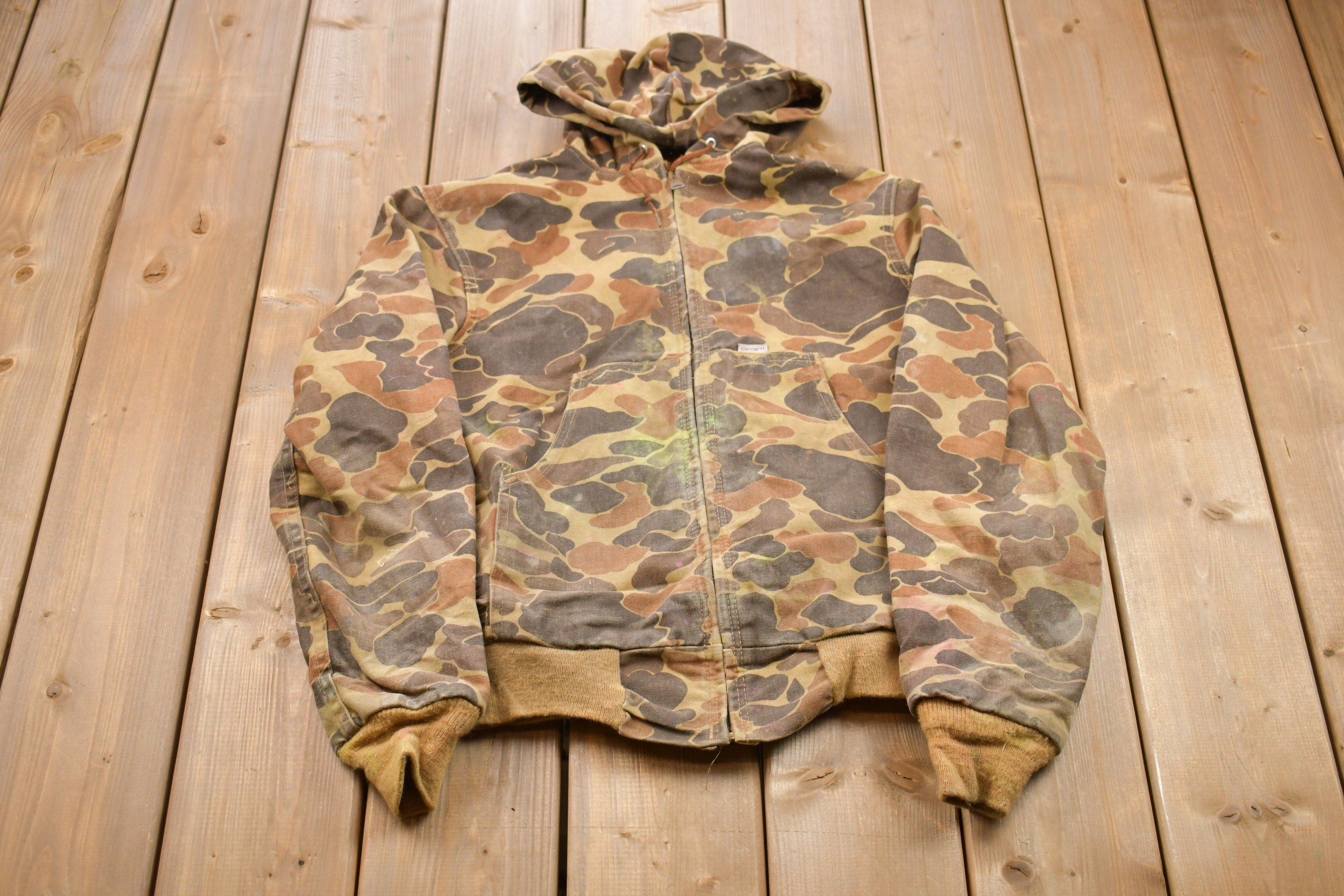 Vintage 1990s Youth Carhartt Camo Hooded Jacket