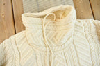 Vintage 1990s Aran Crafts 100% Merino Wool 3D Cable Knit Sweater /