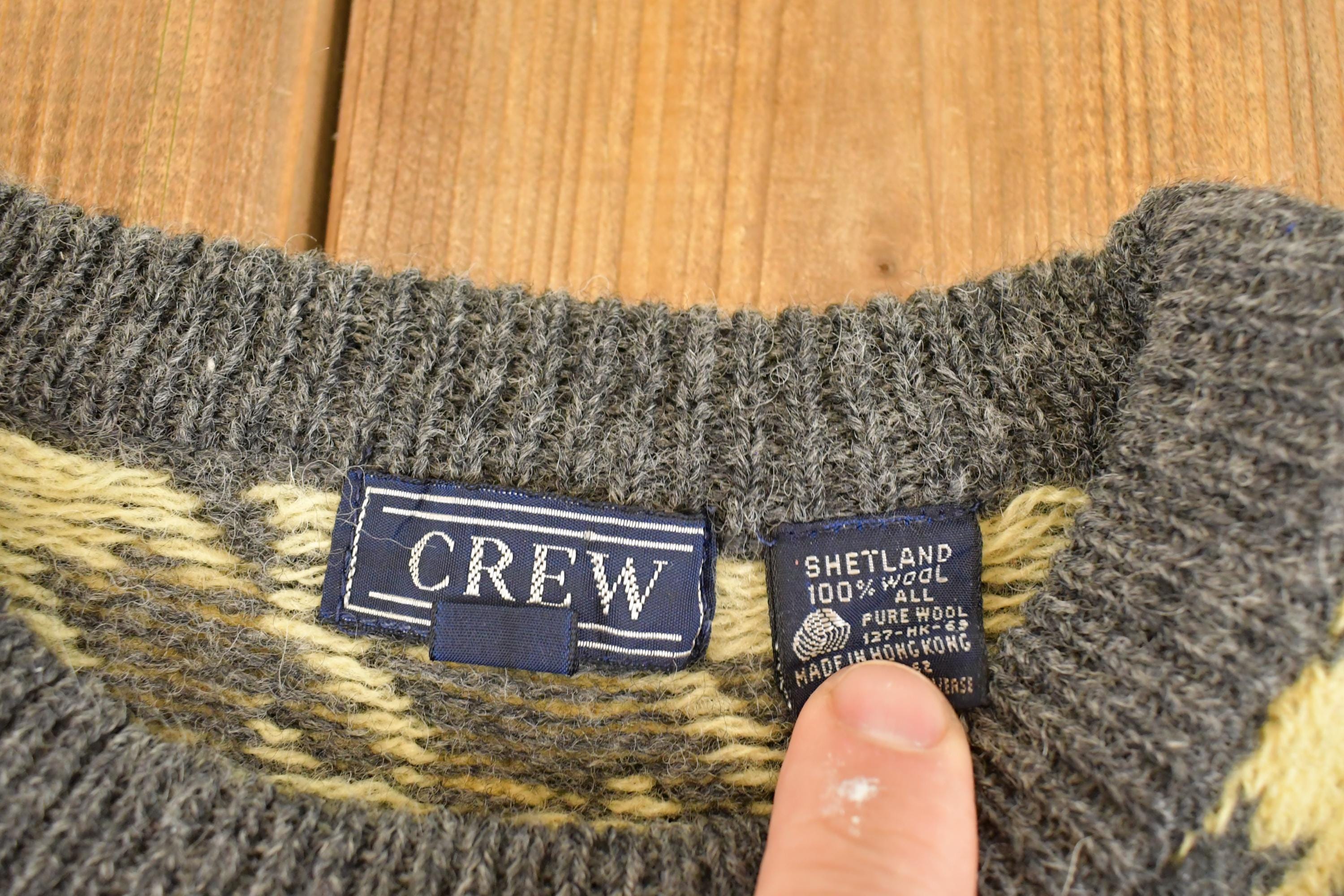 Vintage 1990s Crew Shetland Wool Knit Crewneck Sweater Mens M /