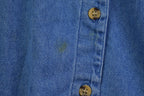 Vintage 1990s Snowman Winter Embroidered Denim Button Up Shirt