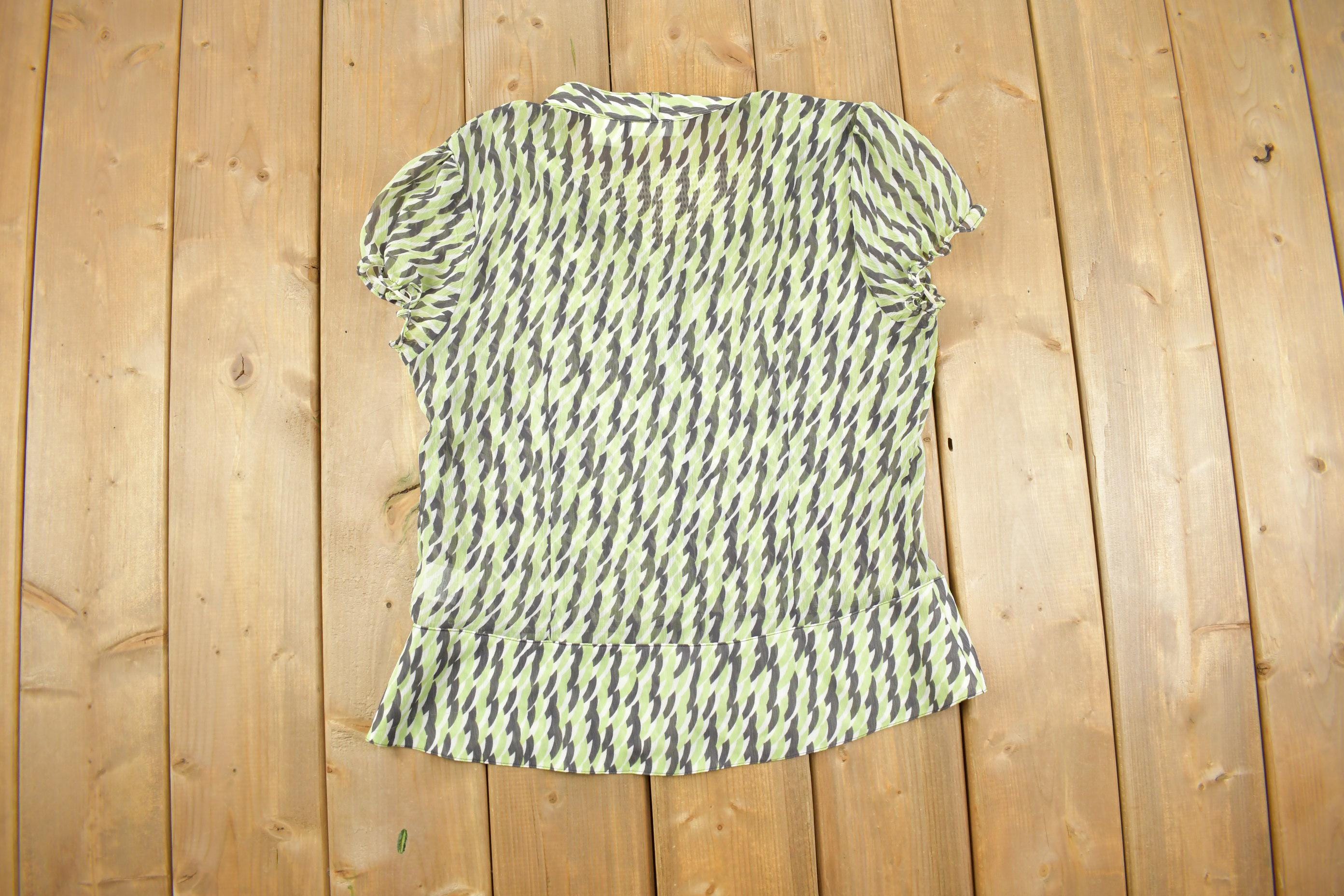 Vintage Y2k Worthington Patterned Short Sleeve Blouse