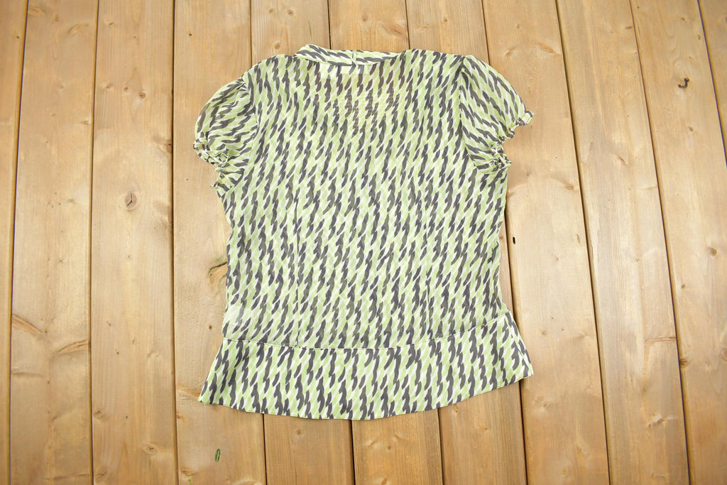 Vintage Y2k Worthington Patterned Short Sleeve Blouse / 2000s Mom Style