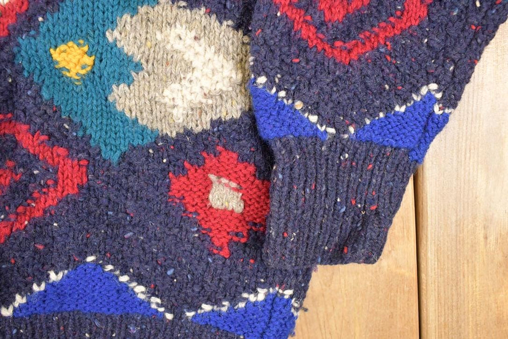 Vintage 1980s Boston Traders Abstract Wool Knit Crewneck Sweater Men's L