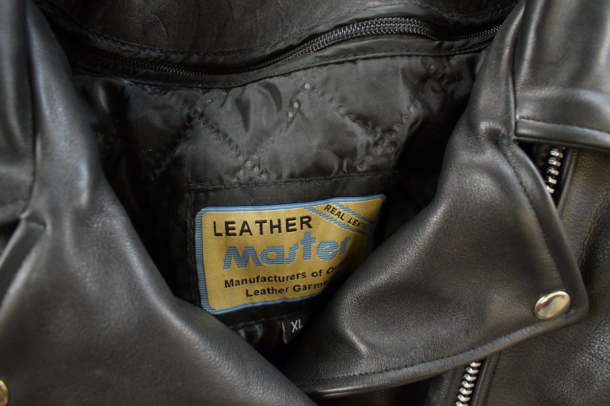 Vintage 1990s Leather Master Leather Biker Jacket Women's Large