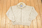 Vintage 1990s Pendleton Wool Cable Knit Zip Up Crewneck Sweater Men's XXL
