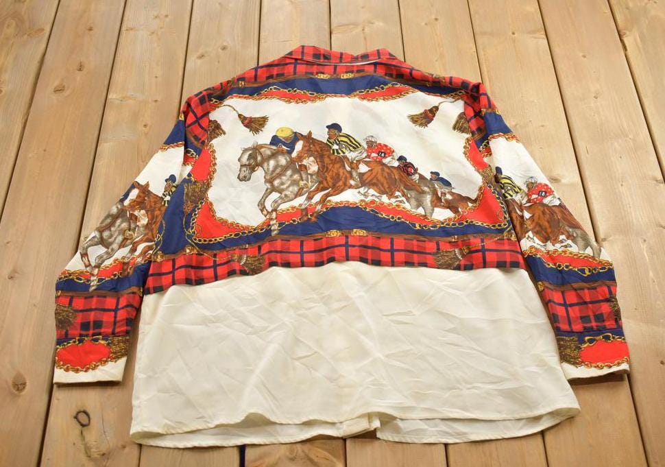 Vintage 1990s Womens Western Graphic Button Up Shirt