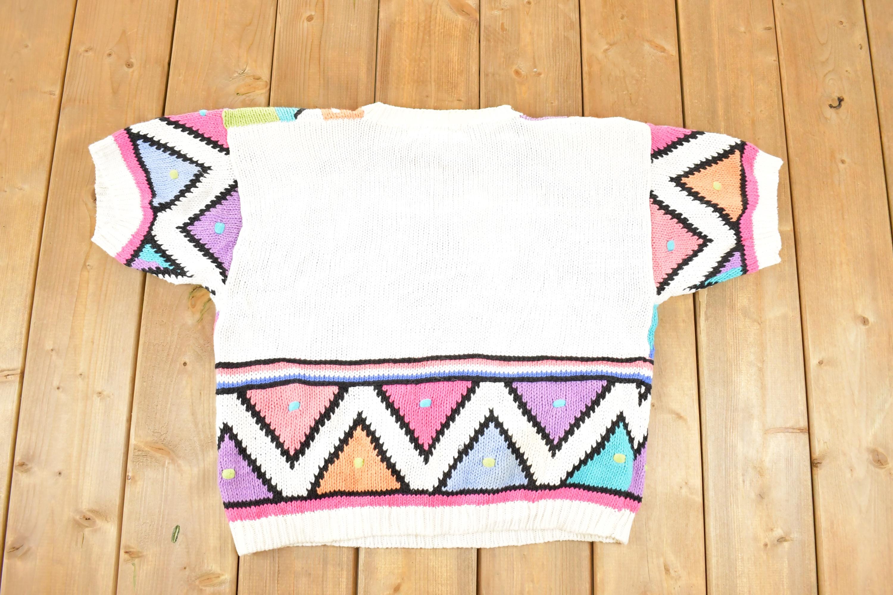 Vintage 1990s Melbourne Elements Knit Abstract Pattern Crewneck Sweater Womens M