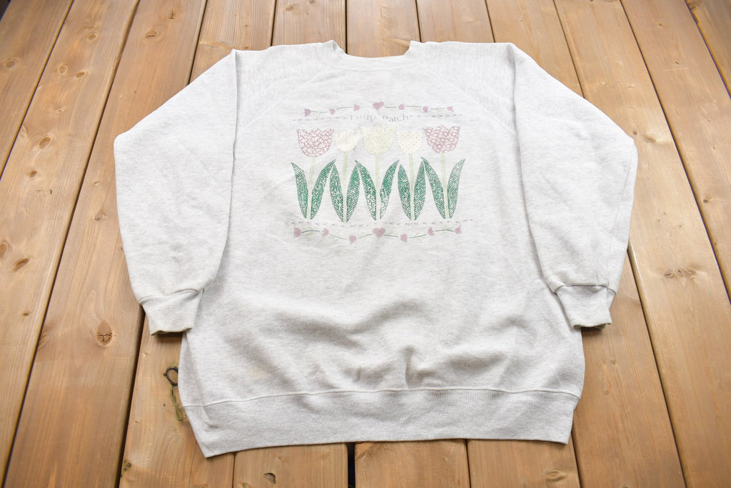 Vintage 1980s Hanes Tulip Patch Crewneck Sweatshirt