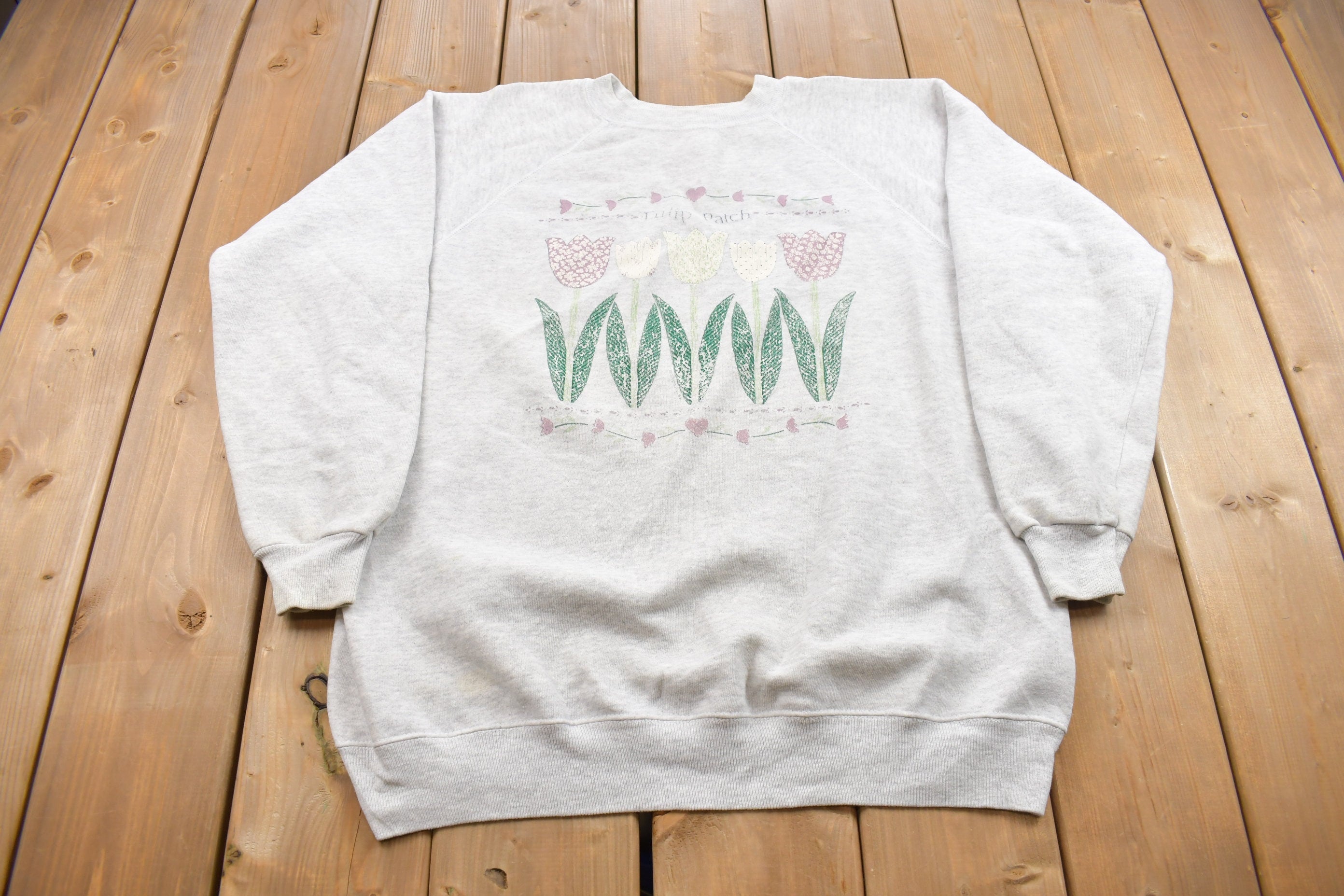 Vintage 1980s Hanes Tulip Patch Crewneck Sweatshirt