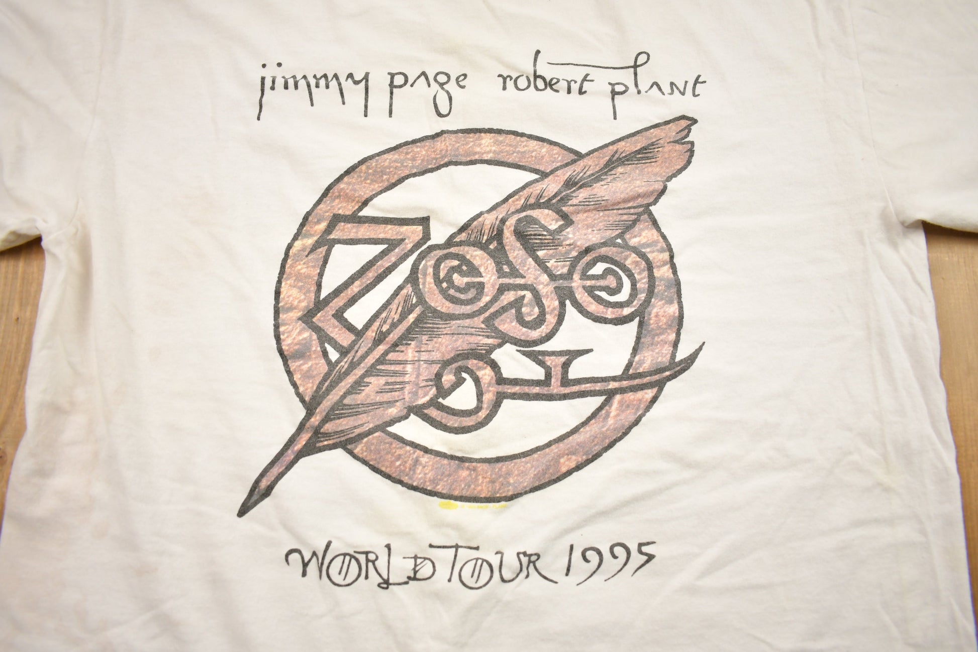 Vintage 1995 Jimmy Page Robert Plant Zoo World Tour Band T-shirt