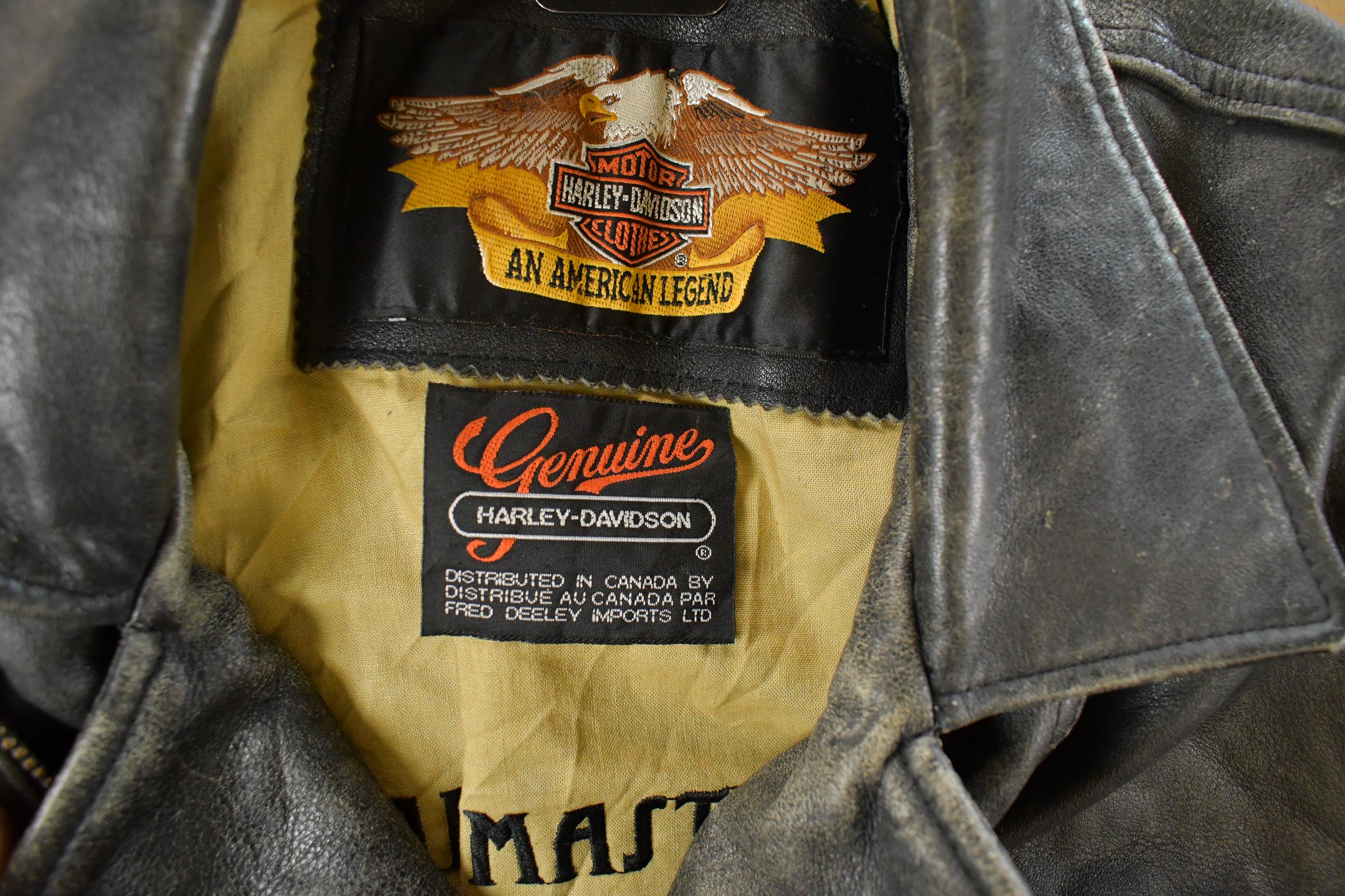 Vintage 1990s Harley Davidson Leather Biker Jacket Men's Small