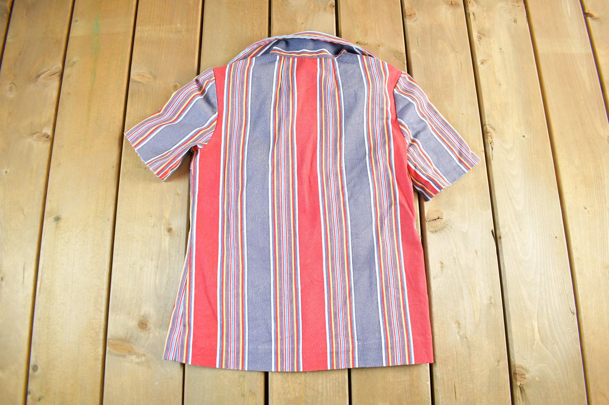 Vintage 1970s Striped Disco Collar Shirt Adult Small