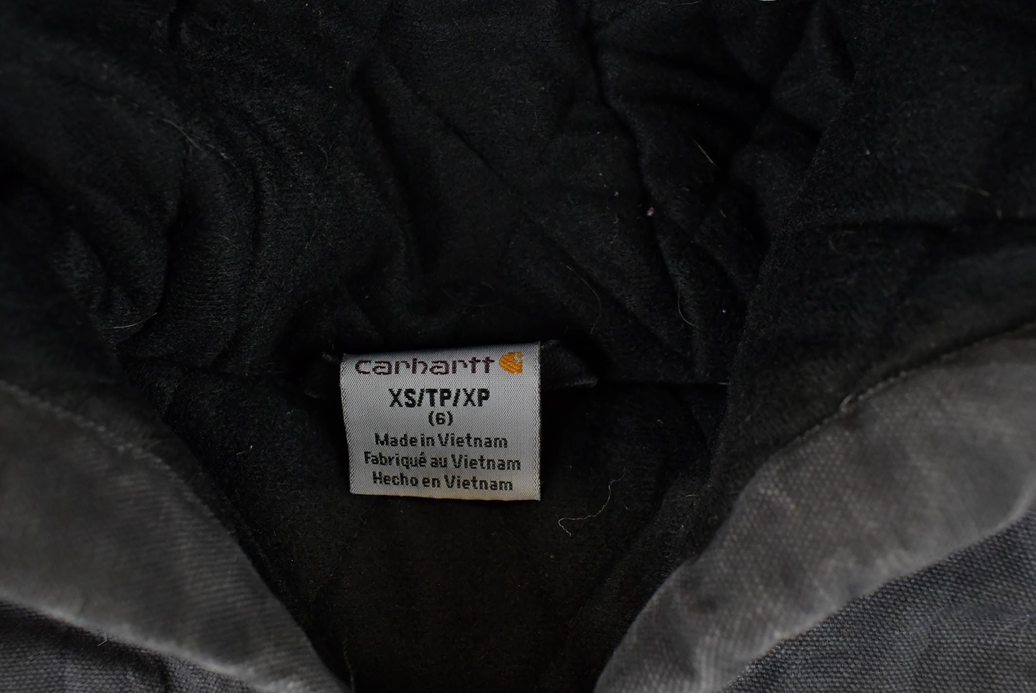 Vintage 1990s Carhartt Hooded Distressed Work Jacket Youth XS
