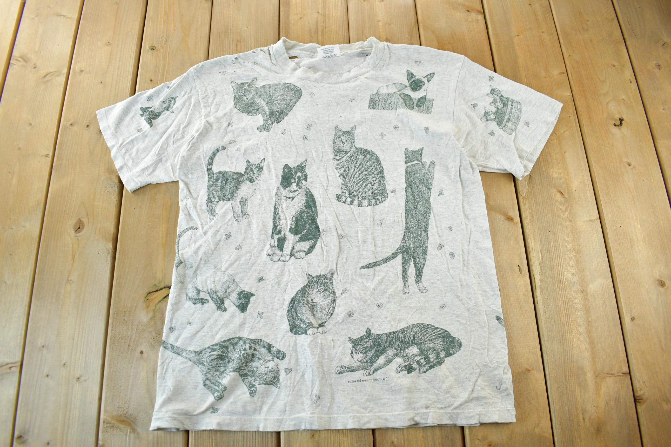 Vintage 1990s Cat Distressed T-Shirt