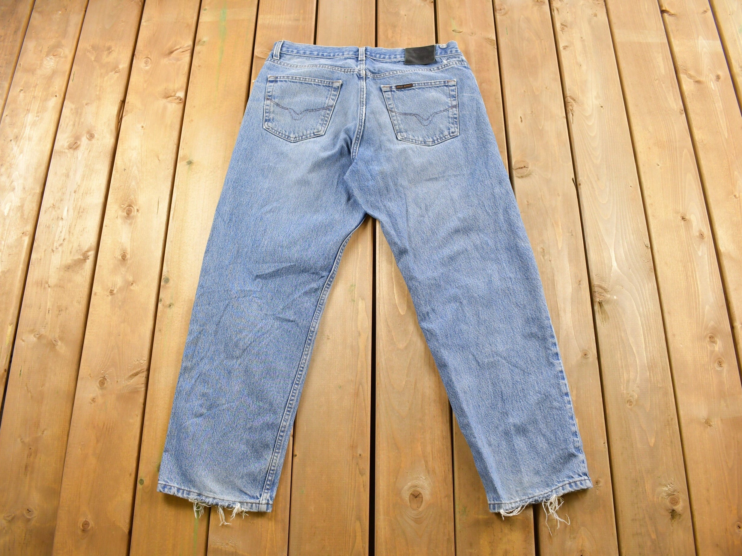 Vintage 1990s Harley Davidson Light Wash Denim Jeans Size 36 x 28