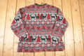 Vintage 1990s Cabellas AOP Reindeer Fleece Outdoorsman Sweater Women's L