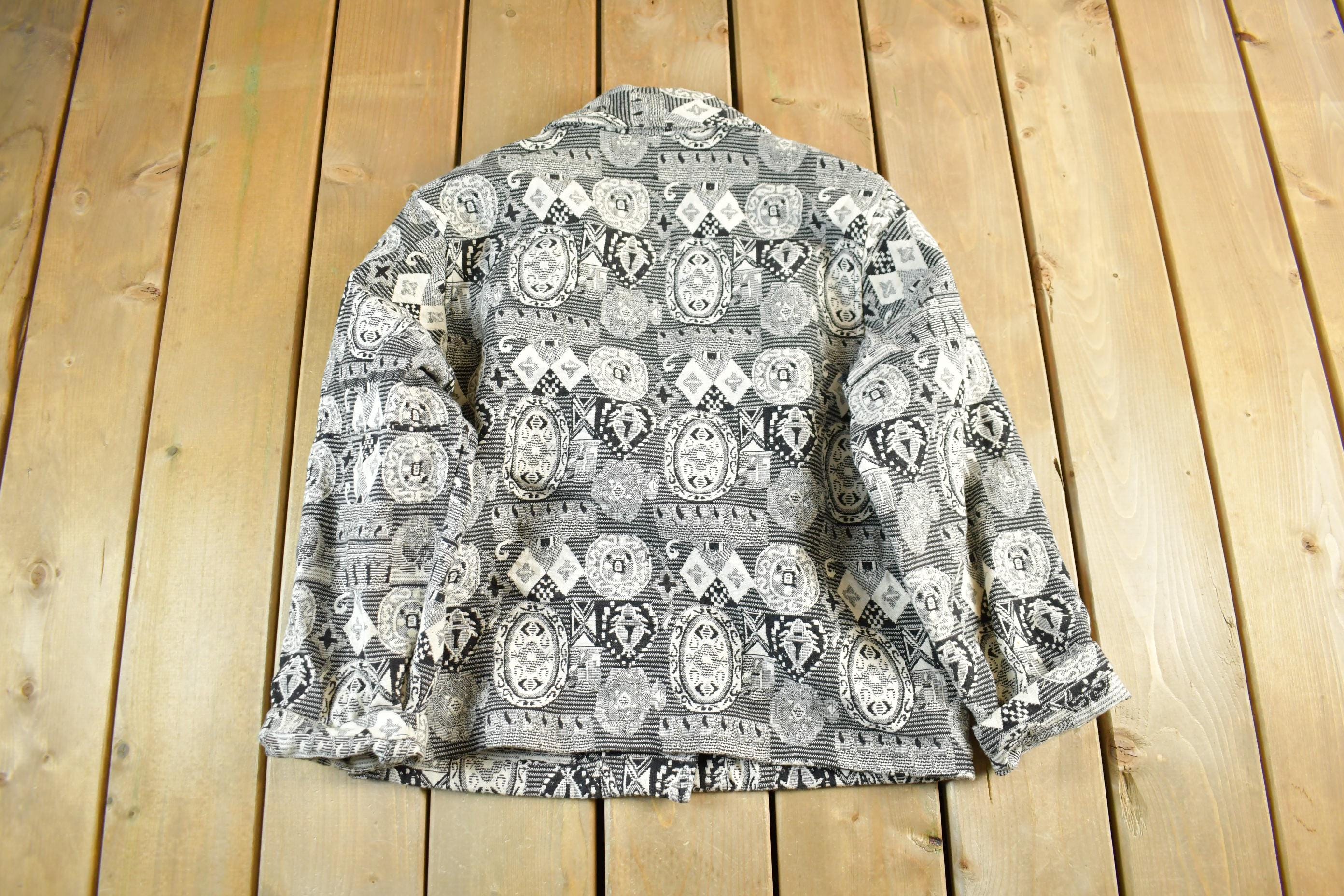 Vintage 1990s Chicos Design All Over Print Quilted Blazer Women's S-M