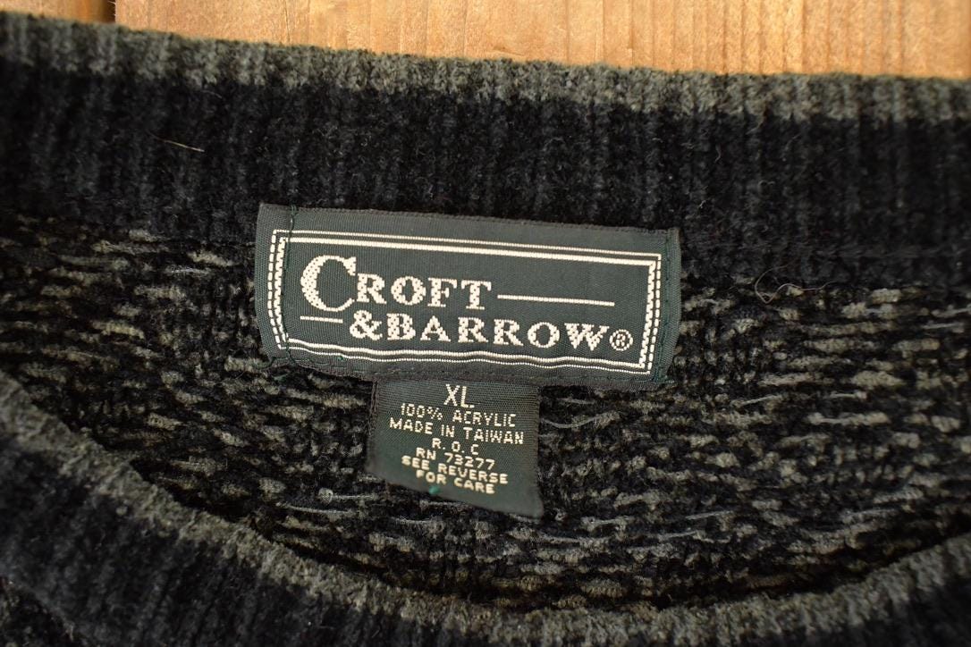 Vintage 1990s Croft & Barrow Abstract Knit Crewneck Sweater Men's L