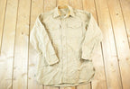 Vintage 80s Tan Military Button-Up Shirt - - Size S