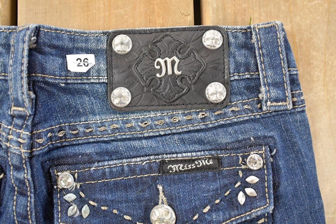 Vintage Deadstock Y2K Miss Me Bedazzled Low Rise Jeans Women's Size 26x31