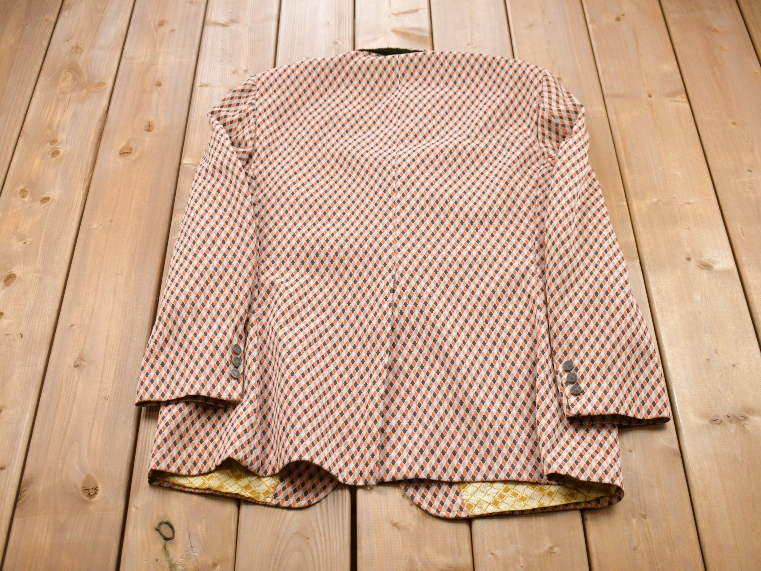 Vintage 1990s Diamond All Over Print Blazer Jacket  Sport Jacket  Vintage Jacket  Outdoor  Winter  Vintage Sport Coat