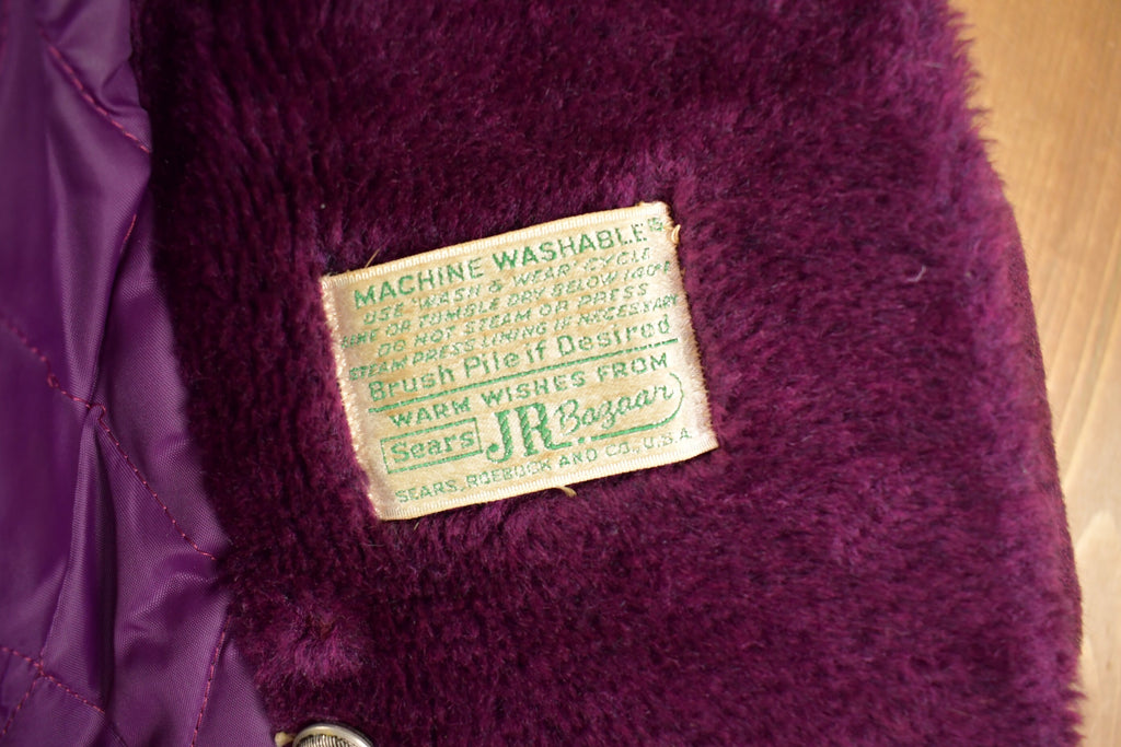 Vintage 1960s Sears & Roebucks Purple Plush Faux Fur Coat