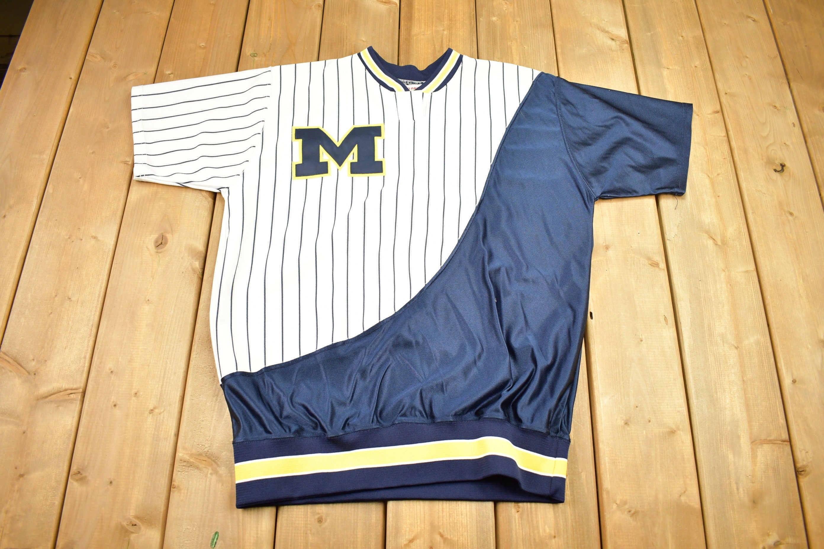 Vintage 1990s University Of Michigan Wolverines Color Block Jersey