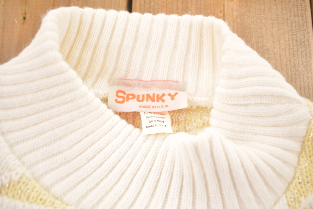 Vintage 1990s Spunky Patchwork Knit Snowflake Sweater