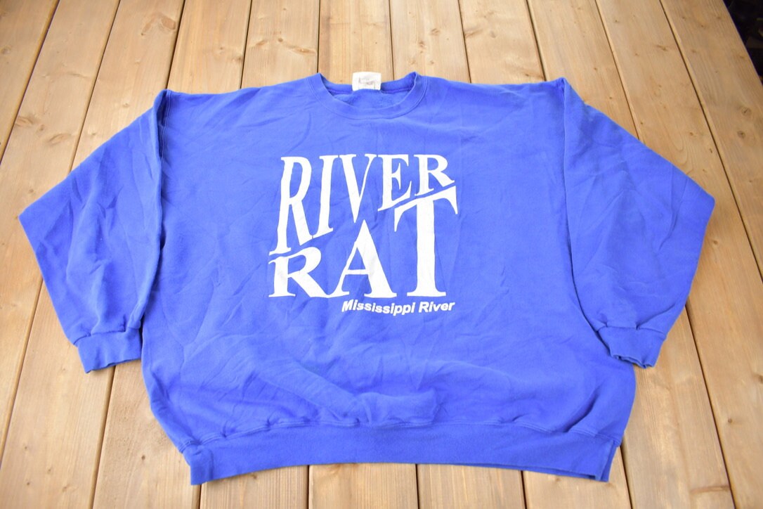 Vintage 1990s River Rat Mississippi River Crewneck Sweatshirt Size 2XL