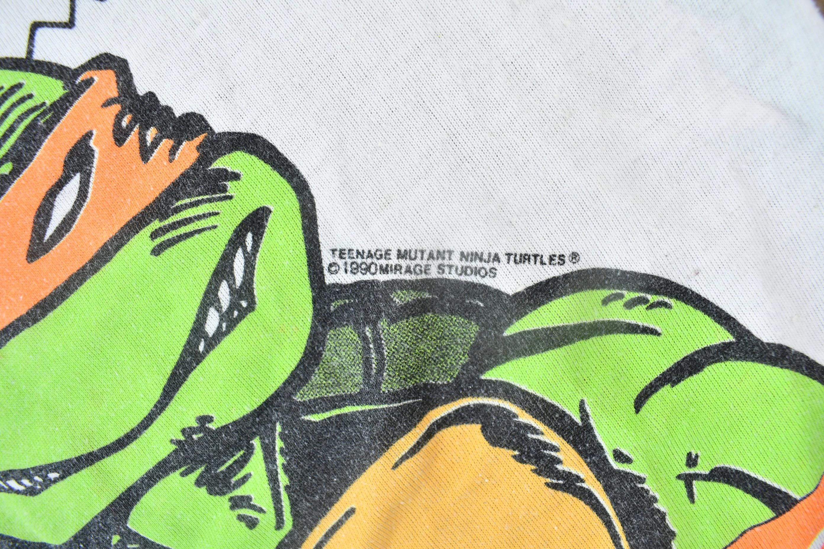 Vintage 1990 Teenage Mutant Ninja Turtles Cowabunga Michaelangelo Graphic Child Size T-Shirt