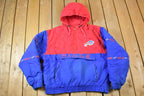 Vintage 1994 Buffalo Bills Team NFL Triple Fat Goose Quarter Zip Hooded Pullover NFL Football Jacket