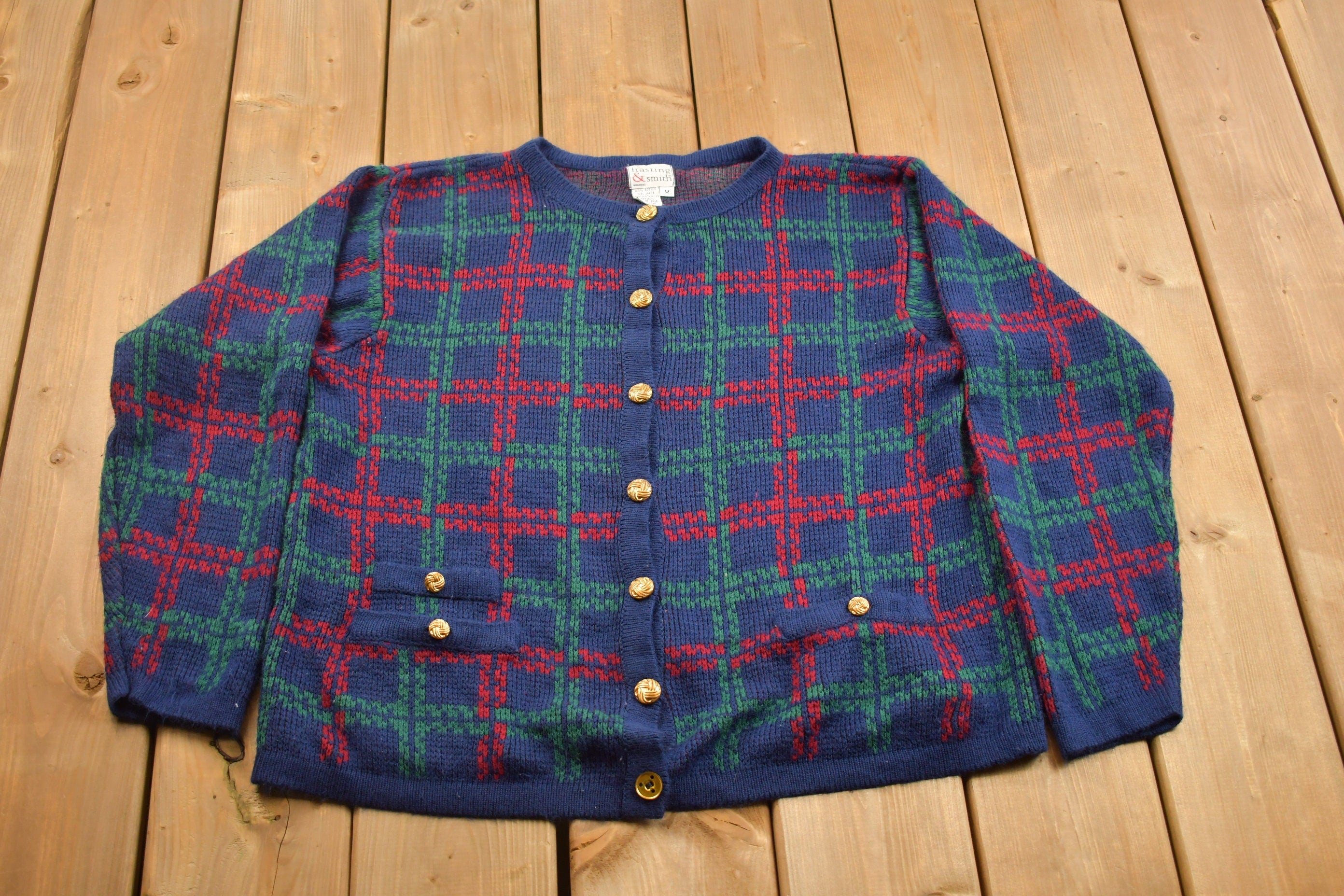 Vintage 1990s Hasting & Smith Knitted Cardigan Sweater