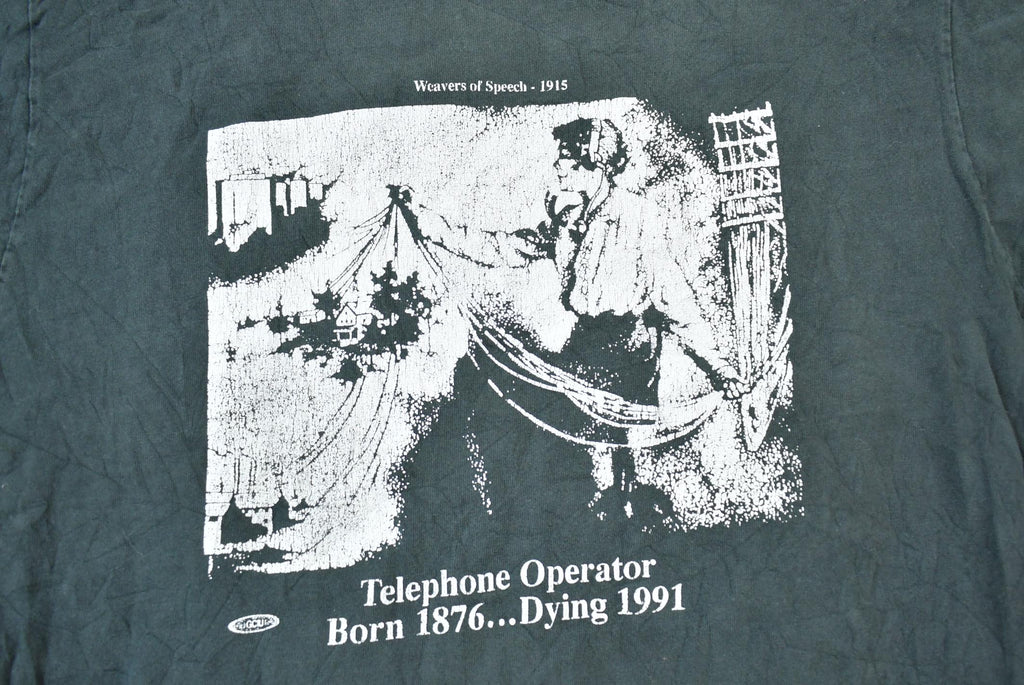 Vintage 1990s Weavers Of Speech Telephone Operator Single Stitch Graphic T-Shirt Made In Canada