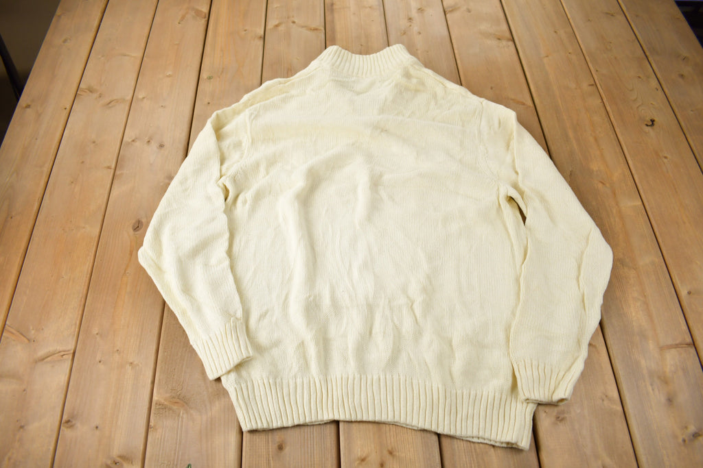 Vintage Y2K Chaps Embroidered Logo Quarter Zip Knit Sweater Size XL