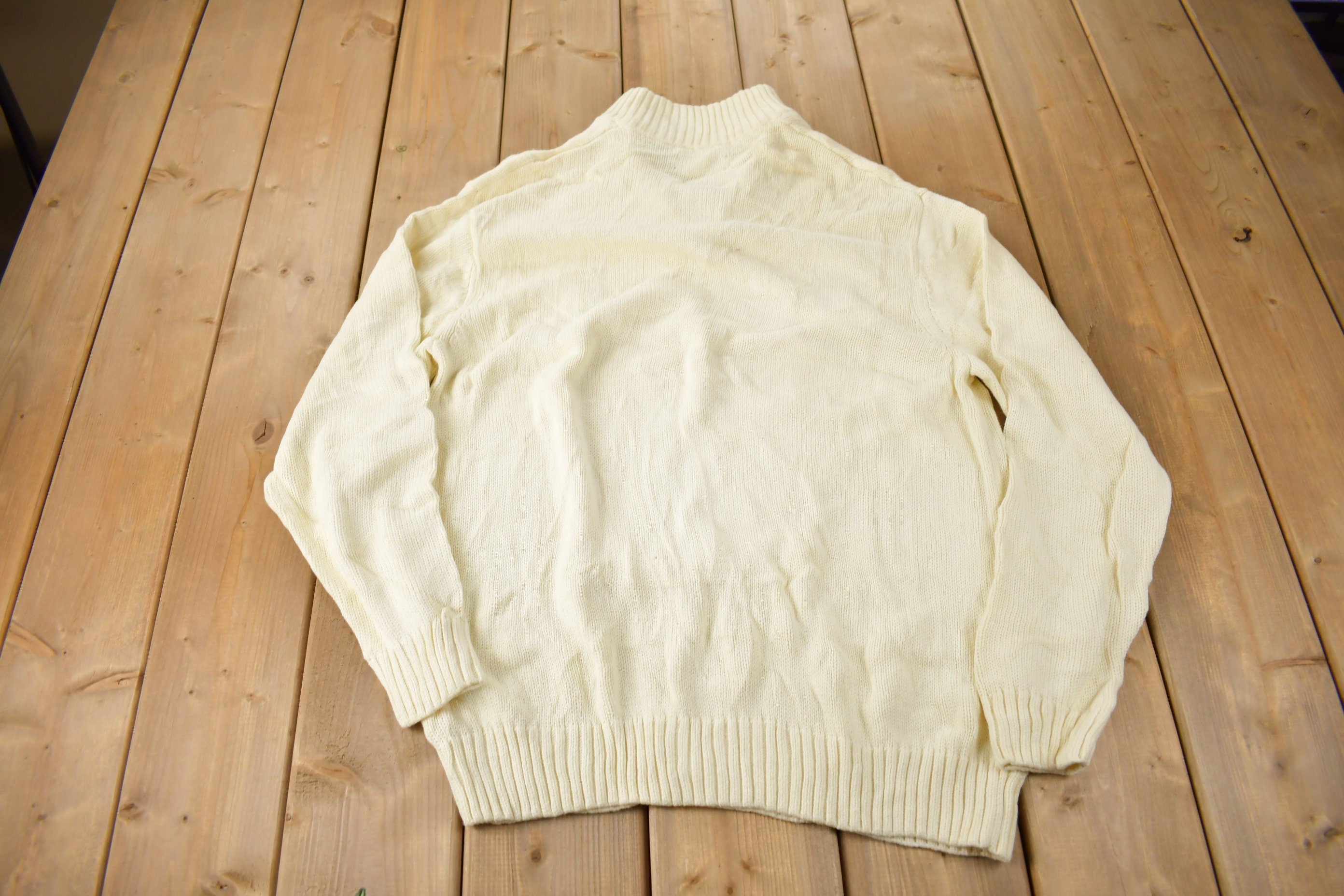 Vintage Y2K Chaps Embroidered Logo Quarter Zip Knit Sweater Size XL
