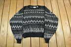 Vintage 1990s Robert Bruce Knit Striped Crewneck Sweater Men's Large