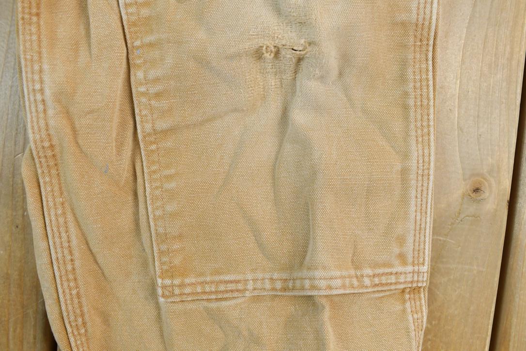 Vintage 1990s Tan Carhartt Double Knee Denim Work Pants Size 33 x 36