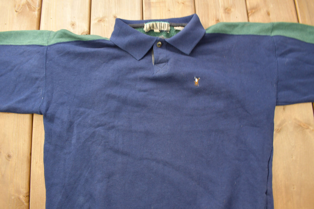 Vintage 1990s Ivanhoe Collared Sweatshirt  90s Crewneck  Size Large  Streetwear  Embroidered