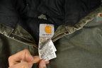 Vintage 1990s Carhartt Hooded Distressed Work Jacket Youth Large