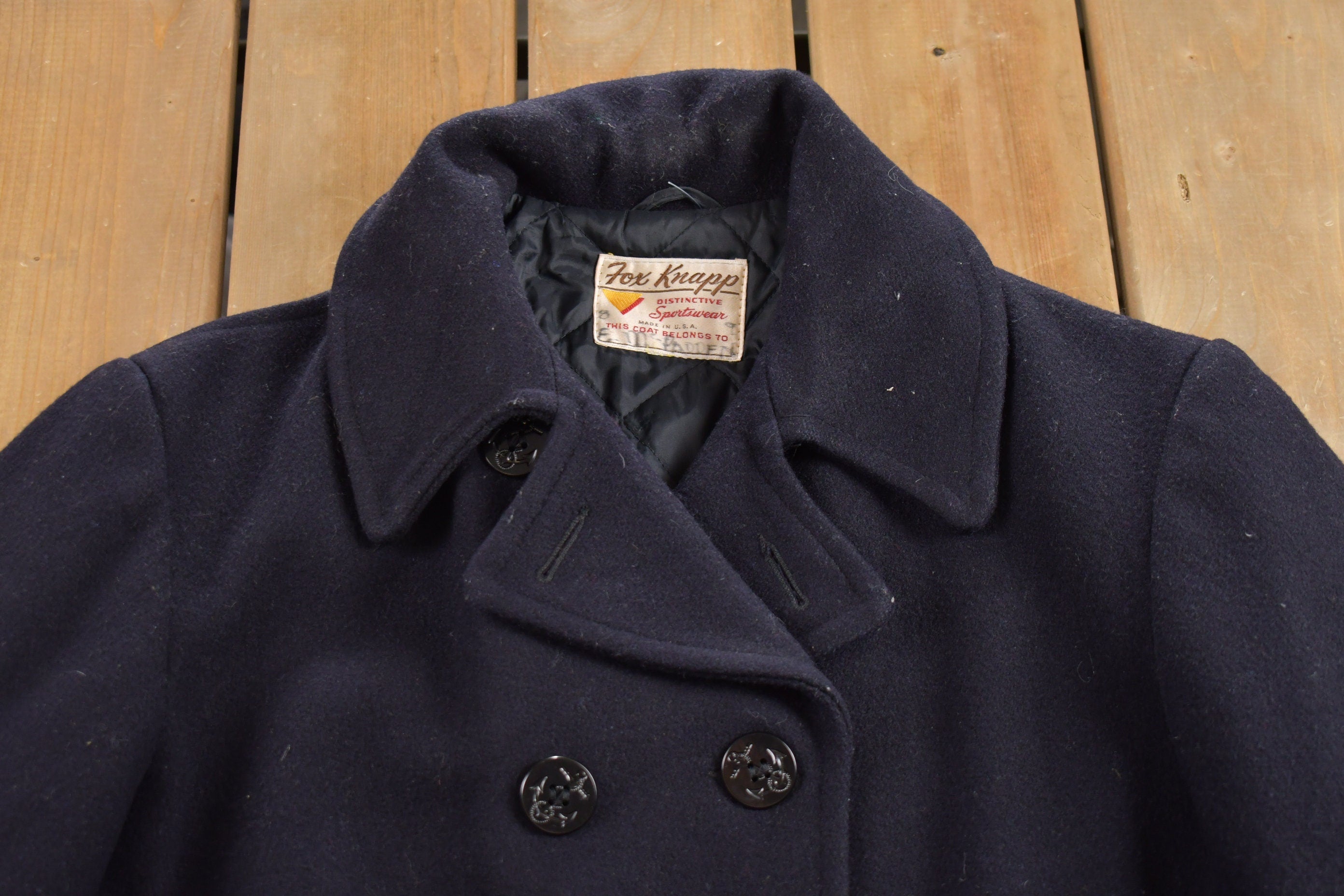 Vintage 1950s USN Naval Wool Double Breasted Jacket