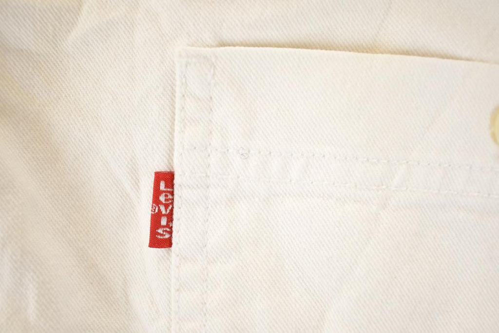 Vintage 1990s Levis White Button Up Shirt Mens XL / Preppy Button Up / Quarter Button Dress Shirt
