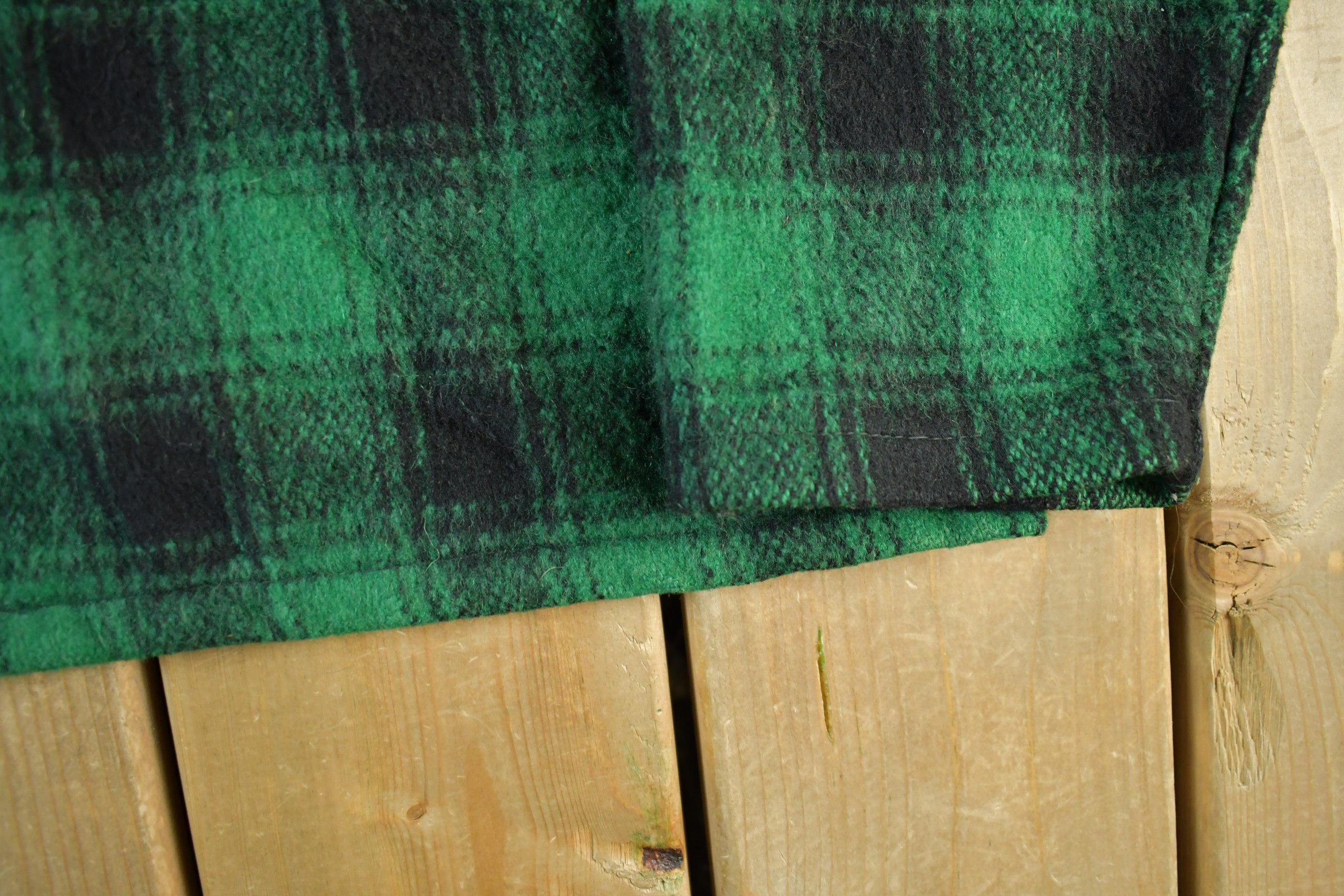 Vintage 1960s 1970s Wool Flannel Zip Up Shirt Jacket Men's XL