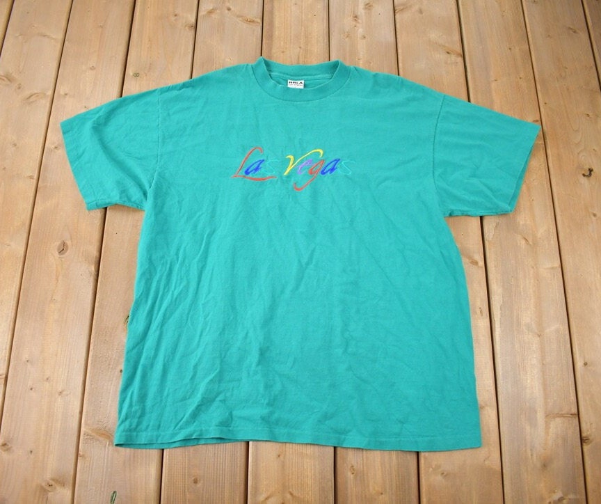 Vintage 1990s Las Vegas Souvenir Embroidered Travel T Shirt Single Stitch Made In USA