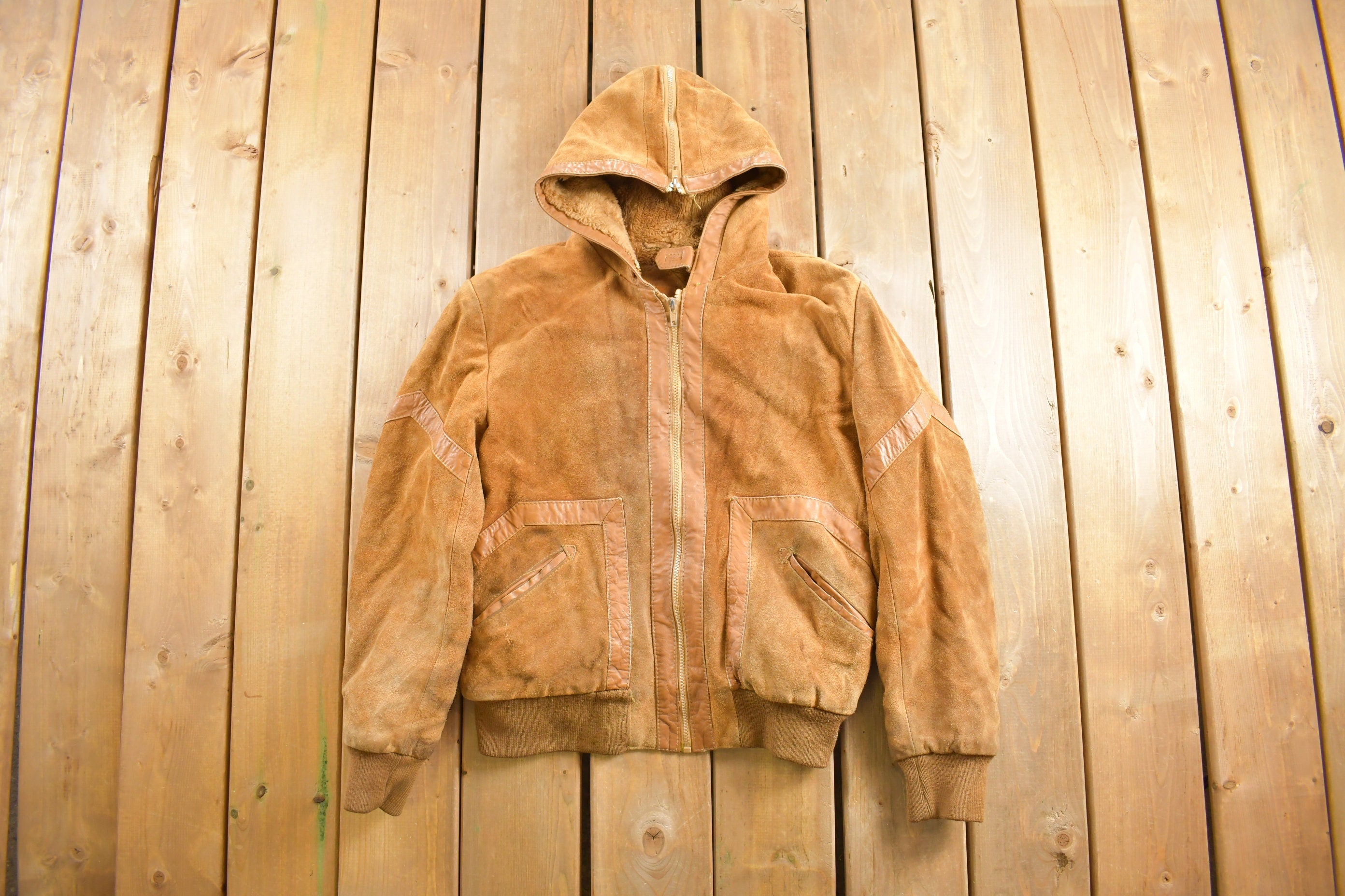 Vintage 1980s Sherpa Lined Suede Leather Jacket