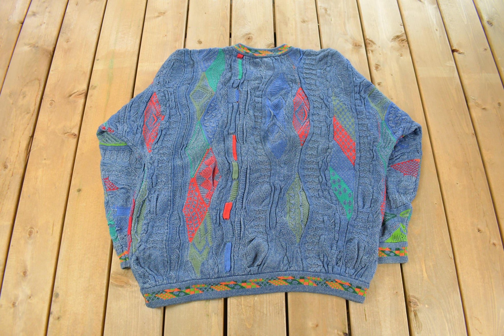 Vintage 1990s Coogi Blues 3D Abstract Knit Sweater Men's Large
