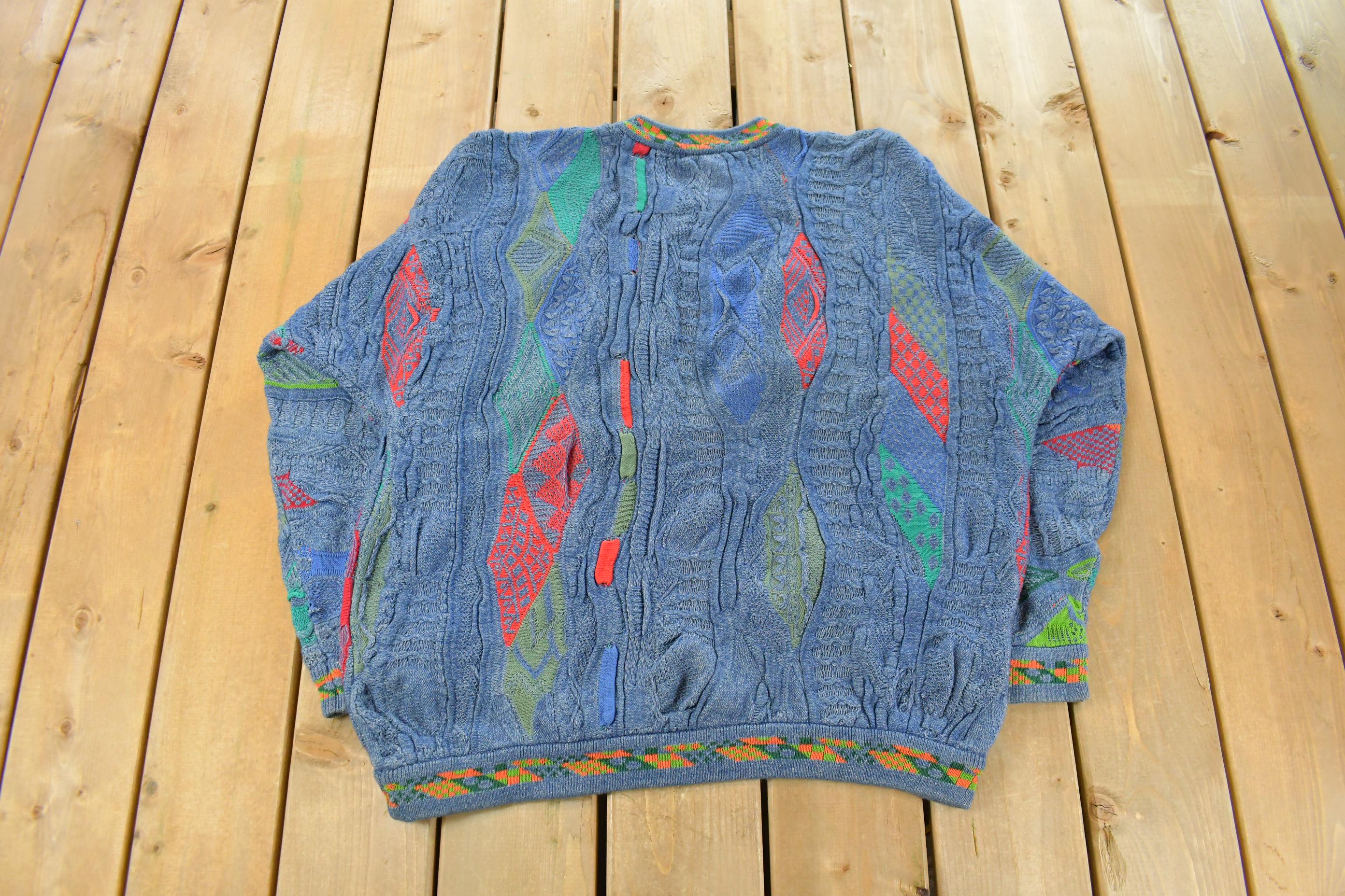Vintage 1990s Coogi Blues 3D Abstract Knit Sweater Men's Large