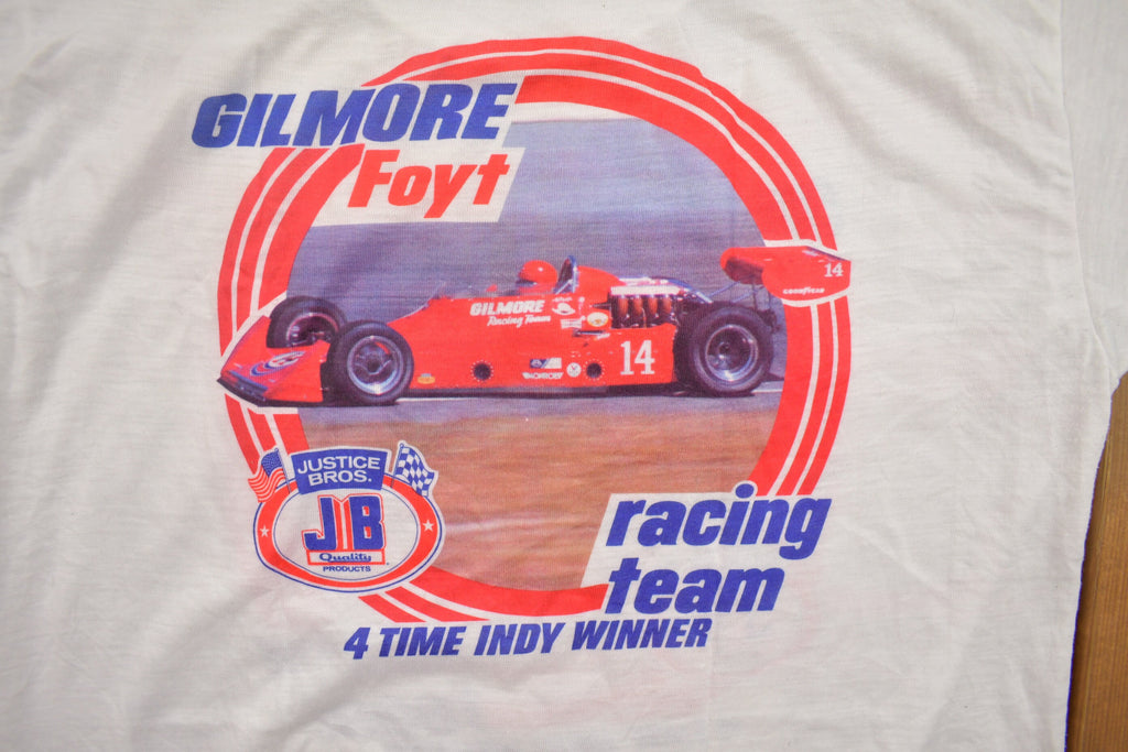 Vintage 1980s Gilmore Foyt Indie Car Racing Graphic T Shirt