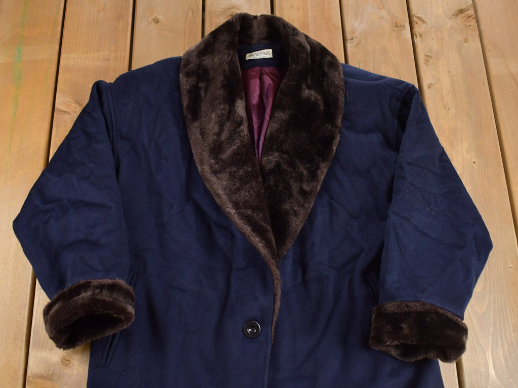 Vintage 1980s Braefair Fur Collar Over Coat